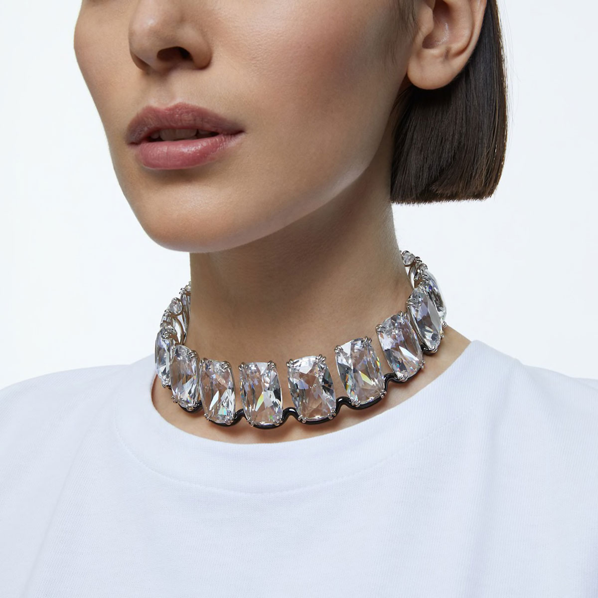 Swarovski Jewelry Oversized Floating Crystals and Mixed Metal Harmonia Choker Necklace